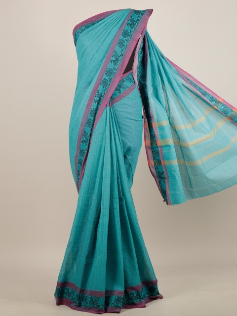 

Pothys Blue & Black Floral Pure Cotton Saree