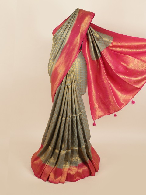 

Pothys Grey & Pink Woven Design Zari Jute Silk Saree