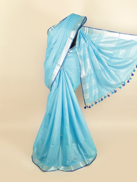 

Pothys Blue Linen Blend Saree