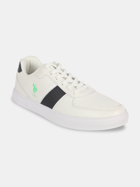 

U S Polo Assn Men Off White Colourblocked Sneakers