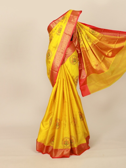 

Pothys Yellow & Orange Woven Design Jute Cotton Saree