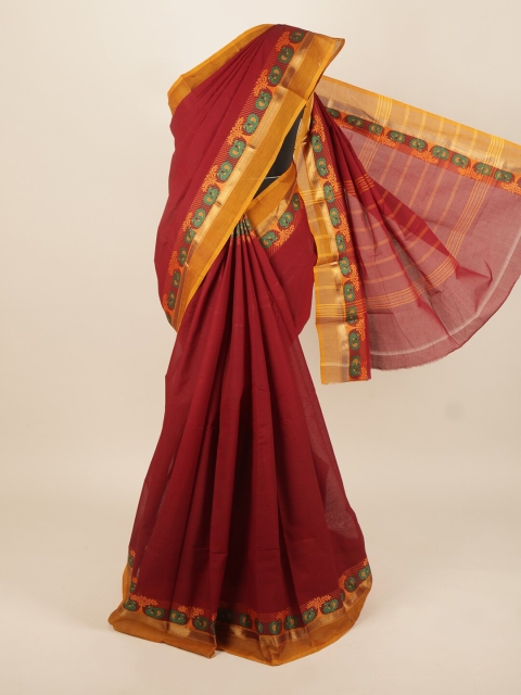 

Pothys Maroon & Green Printed Pure Cotton Saree