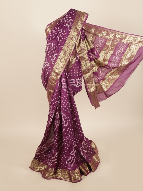 

Pothys Violet & Gold-Toned Woven Design Art Silk Saree