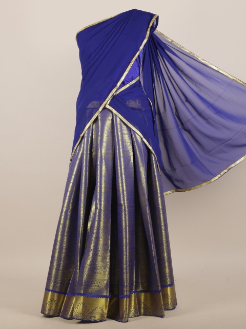 

Pothys Blue & Gold-Toned Woven Design Zari Half Saree