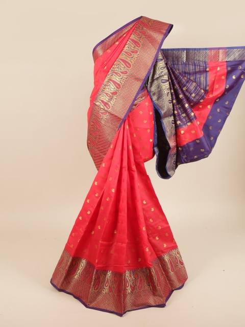 

Pothys Red & Purple Cotton Blend Woven Designed Saree