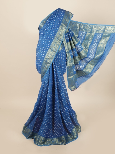 

Pothys Blue & White Bandhani Art Silk Saree