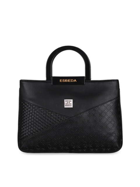 

ESBEDA Black Structured Handheld Bag with Cut Work