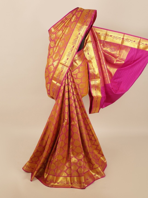 

Pothys Orange & Pink Woven Design Silk Blend Saree