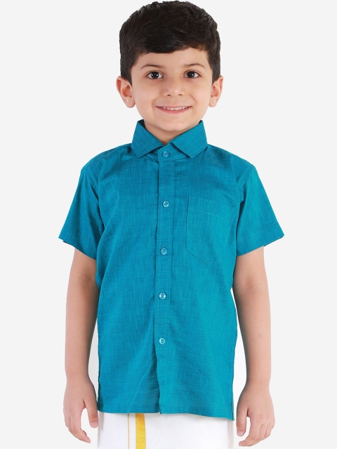 

JBN Creation Boys Turquoise Blue Cotton Blend Ethnic Shirt