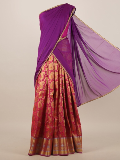 

Pothys Violet & Magenta Ethnic Motifs Half Saree Set