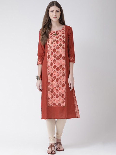 

Span Women Maroon Ethnic Motifs Printed Kurta