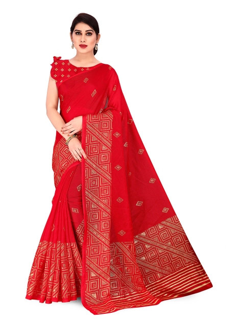 

KALINI Red & Gold-Toned Woven Design Supernet Kota Saree