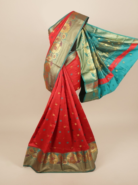 

Pothys Red & Blue Woven Design Saree