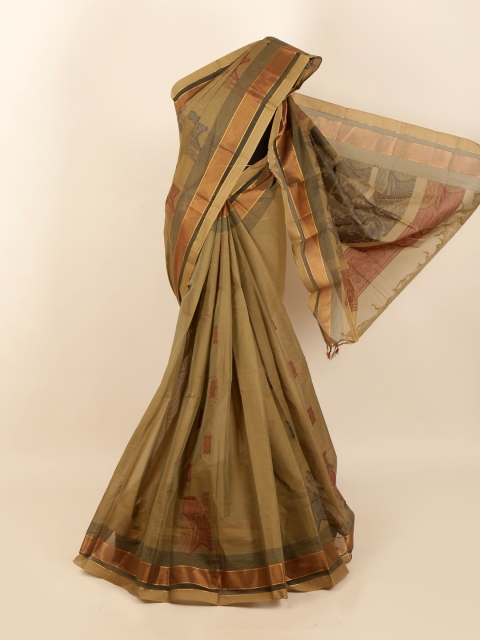 

Pothys Green & Gold-Toned Ethnic Motifs Zari Saree