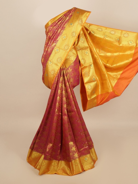 

Pothys Magenta & Gold-Toned Ethnic Motifs Zari Saree