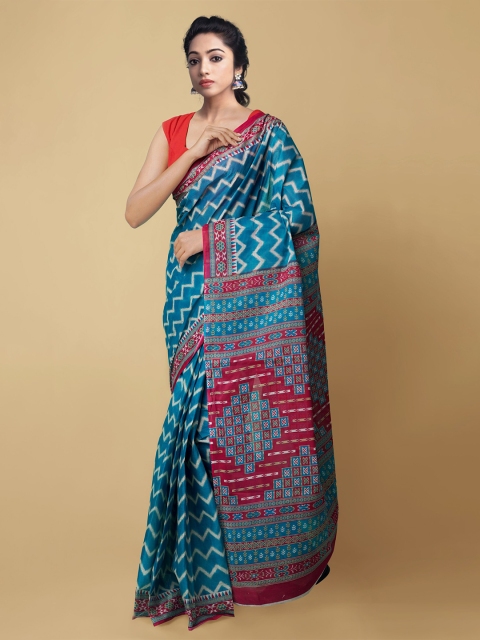 

Unnati Silks Blue & Red Pure Cotton Kovai Saree