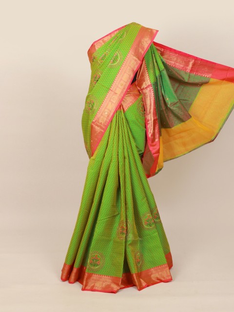 

Pothys Green & Pink Ethnic Motifs Embroidered Jute Cotton Saree