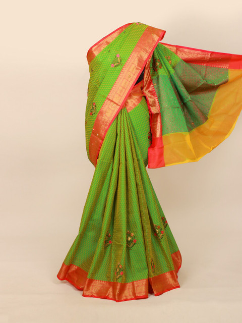 

Pothys Green & Pink Woven Design Jute Cotton Saree