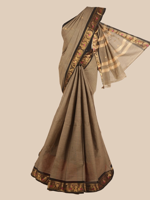 

Pothys Brown & Black Ethnic Motifs Zari Pure Cotton Saree