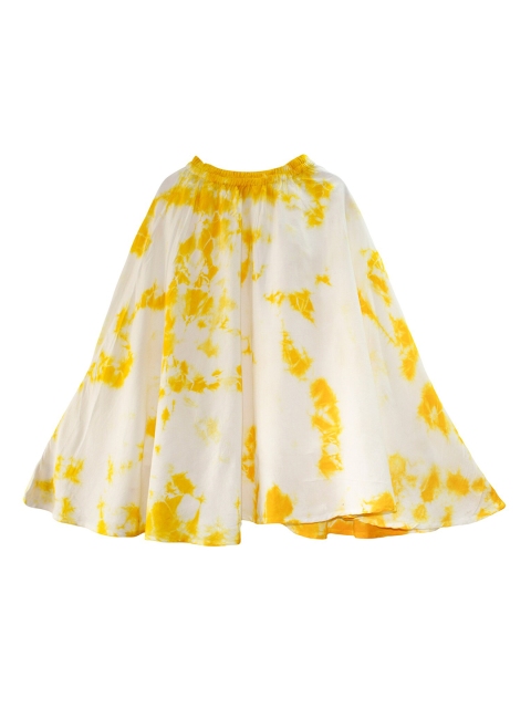 

KiddoPanti Girls Yellow & White Tie & Dye A-Line Maxi Skirt