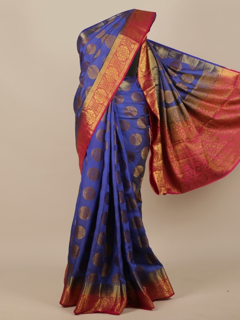 

Pothys Blue & Pink Floral Jute Silk Saree