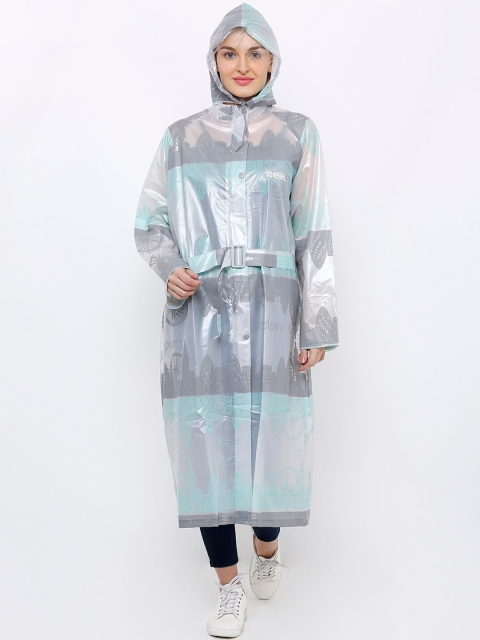 

Zeel Women Green & Grey Colourblock Rain Jacket