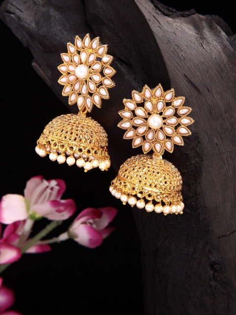 

Shining Diva Gold-Plated Dome Shaped Jhumkas Earrings