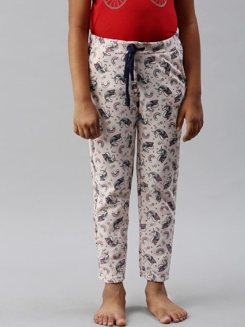 

Kryptic Girls Pink & White Printed Pure Cotton Lounge Pants
