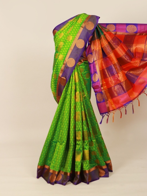 

Pothys Green & Orange Ethnic Motifs Zari Art Silk Saree