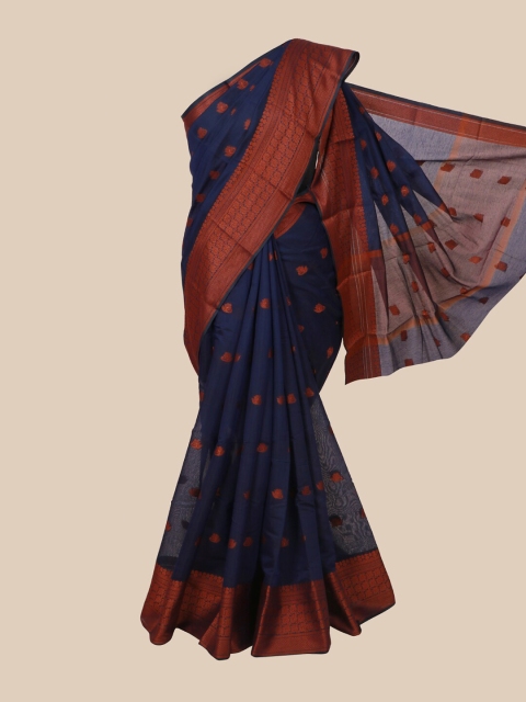 

Pothys Blue & Brown Floral Zari Saree