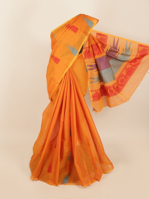 

Pothys Orange & Red Cotton Blend Zari Saree