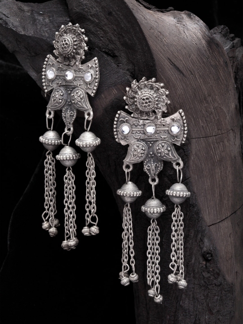 

Moedbuille Gunmetal-Toned Silver-Plated Classic Drop Earrings, Metallic
