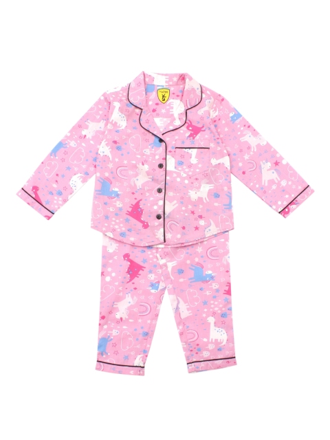 

Lil Lollipop Unisex Kids Pink & White Printed Night suit