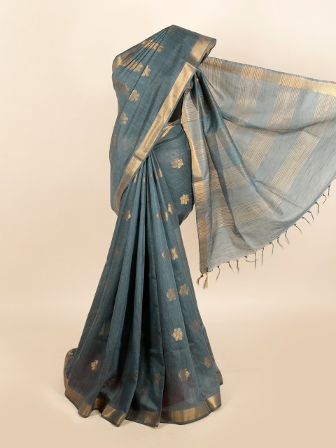

Pothys Grey & Gold-Toned Woven Design Jute Cotton Saree