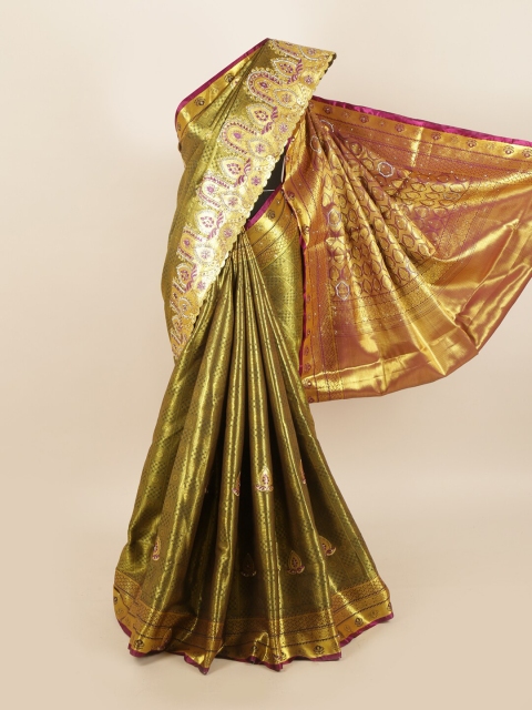 

Pothys Green & Purple Woven Design Art Silk Saree
