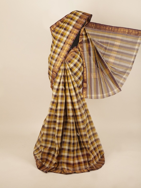 

Pothys White & Green Checked Pure Cotton Saree