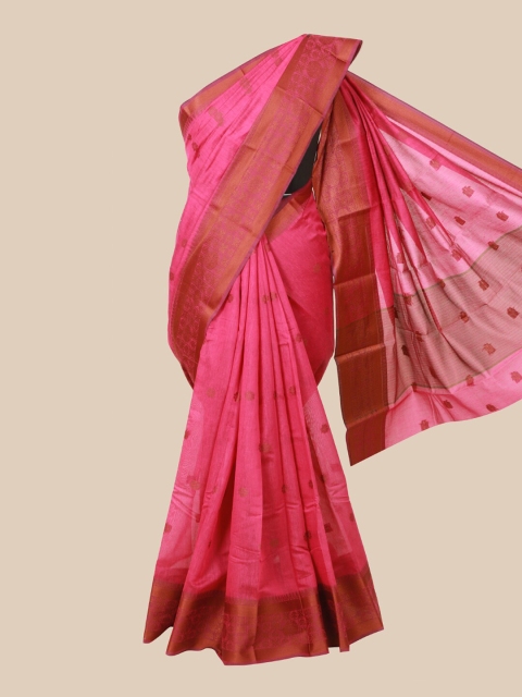 

Pothys Pink Ethnic Motifs Cotton Blend Saree