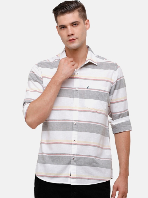 

CAVALLO by Linen Club Men Grey Horizontal Stripes Striped Casual Shirt