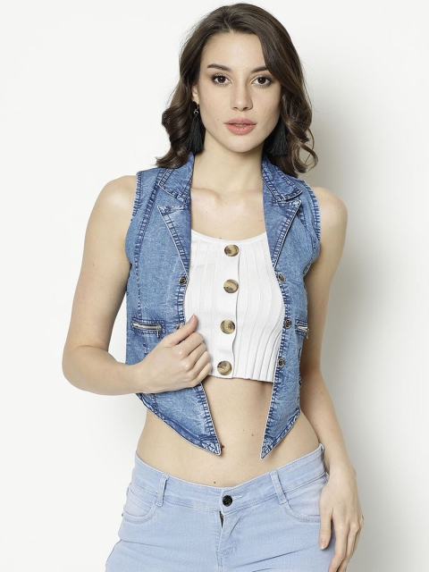 

V2 Value & Variety Women Blue Crop Denim Jacket