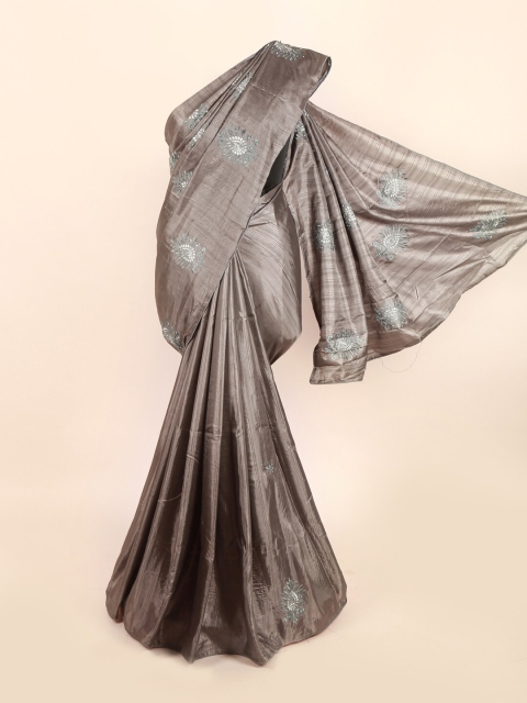 

Pothys Grey Ethnic Motifs Jute Silk Saree