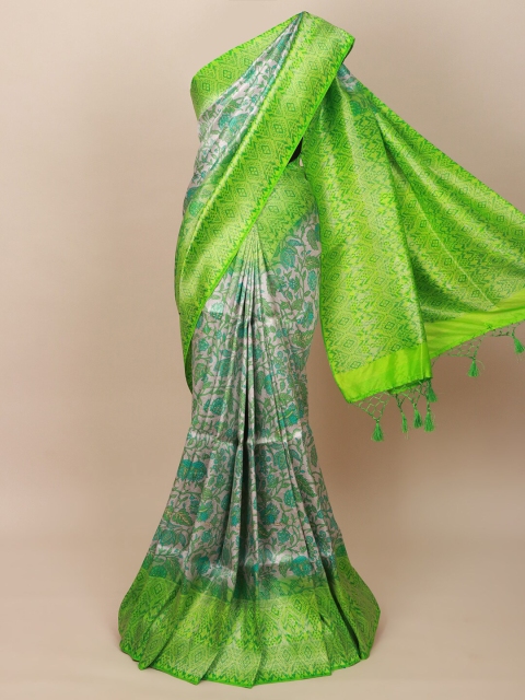 

Pothys Green & Grey Floral Art Silk Banarasi Saree