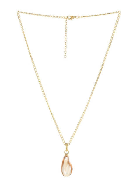

ZeroKaata Gold-Plated Artificial Stone-Studded Pendant With Chain