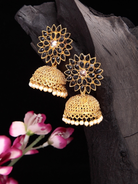 

Shining Diva Gold-Toned Contemporary Jhumkas Earrings