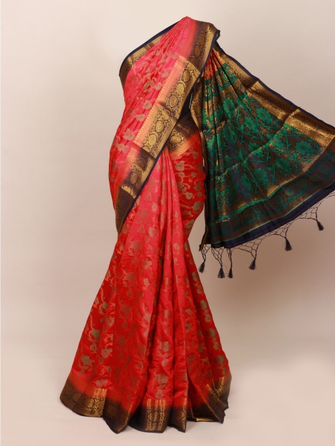 

Pothys Pink & Navy Blue Ethnic Motifs Zari Art Silk Saree