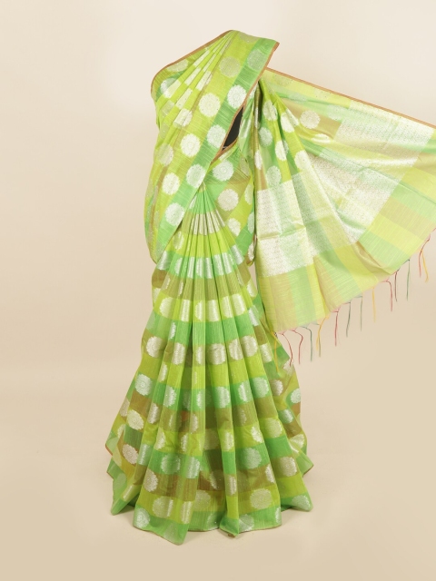 

Pothys Green & Silver Coloured Zari Woven Design Saree
