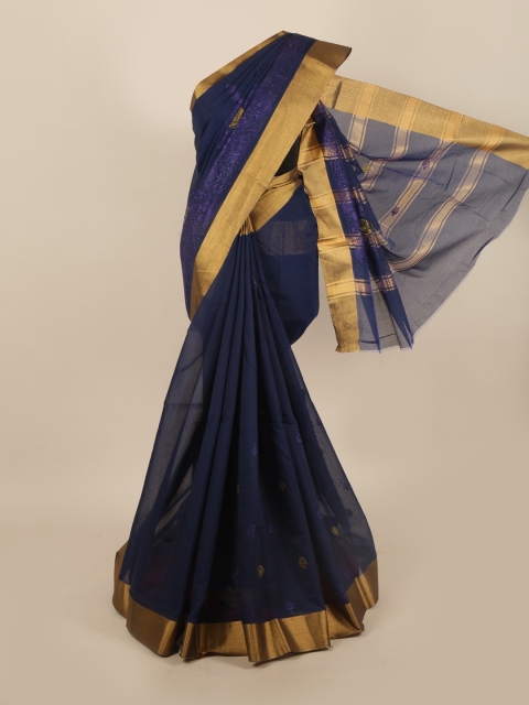 

Pothys Navy Blue & Golden Zari Silk Cotton Saree