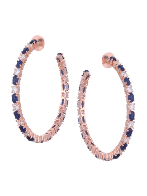 

Saraf RS Jewellery Blue & Rose Gold-Plated Circular Half Hoop Earrings