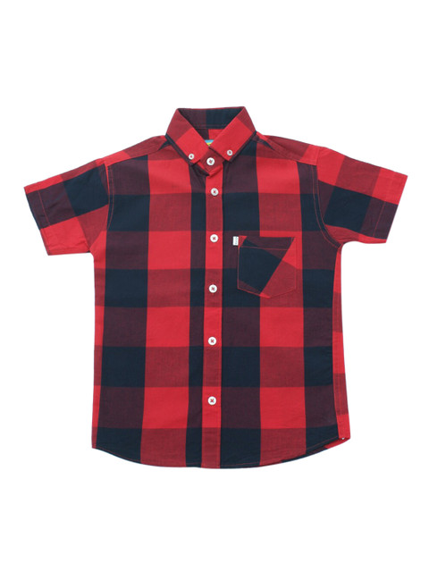 

Lil Lollipop Boys Red & Black Buffalo Checked Cotton Casual Shirt