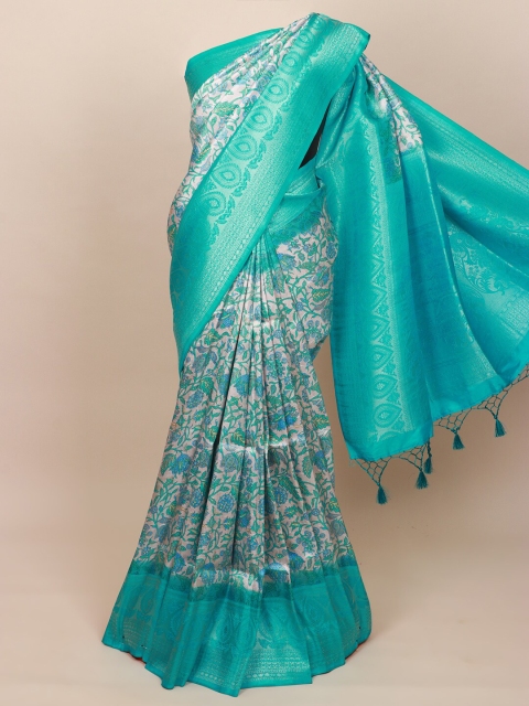 

Pothys Grey & Green Floral Art Silk Banarasi Saree