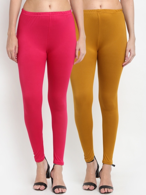 

NEUDIS Women Pack Of 2 Solid Ankle-Length Leggings, Magenta